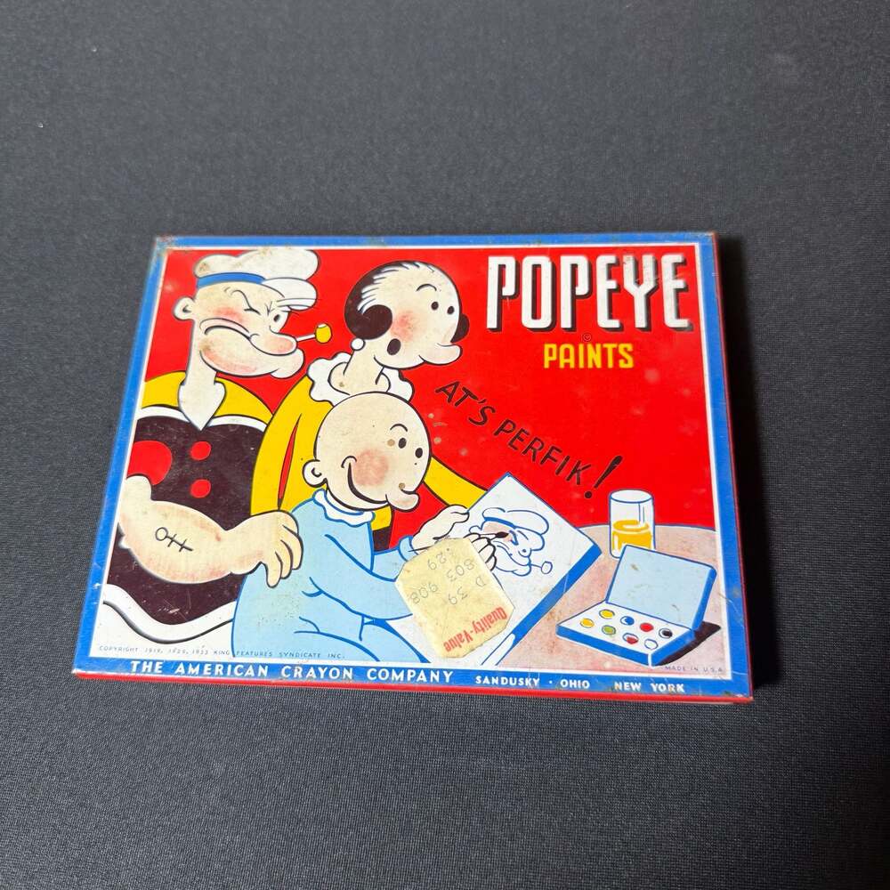 Vintage 1930s Popeye Paints Tin Set No. 1444 by The American Crayon Company